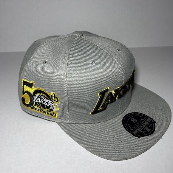 Mitchell & Ness NBA Los Angeles Lakers 50th anniversary Fitted Hat Cap 8 - Picture 2 of 8